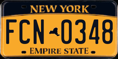 NY license plate FCN0348