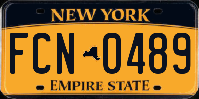 NY license plate FCN0489