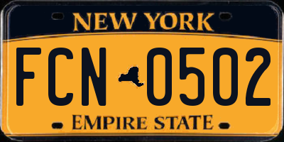 NY license plate FCN0502