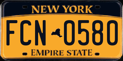 NY license plate FCN0580