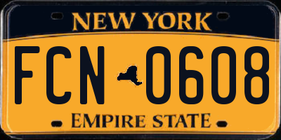 NY license plate FCN0608