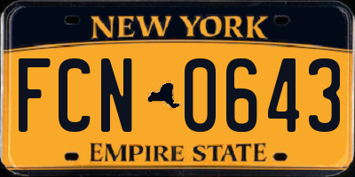 NY license plate FCN0643