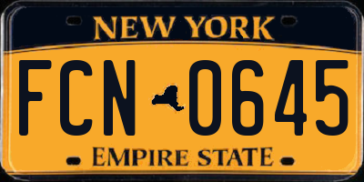 NY license plate FCN0645