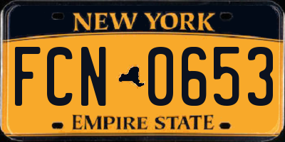 NY license plate FCN0653