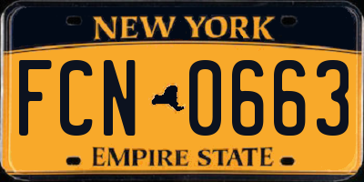 NY license plate FCN0663