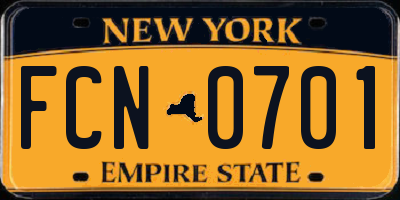 NY license plate FCN0701