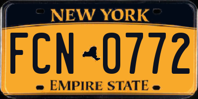 NY license plate FCN0772