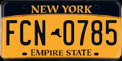 NY license plate FCN0785