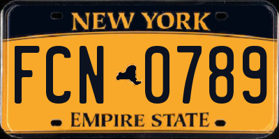 NY license plate FCN0789