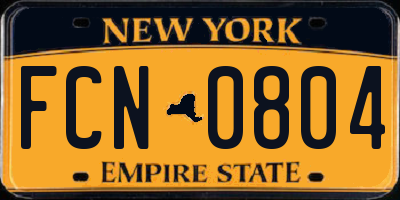 NY license plate FCN0804
