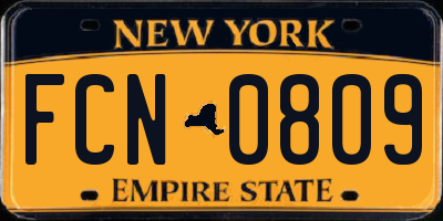 NY license plate FCN0809