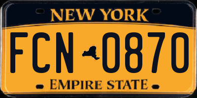 NY license plate FCN0870