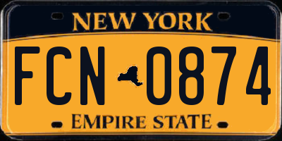 NY license plate FCN0874