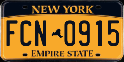 NY license plate FCN0915
