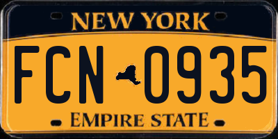 NY license plate FCN0935