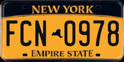NY license plate FCN0978