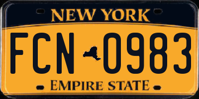 NY license plate FCN0983