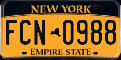 NY license plate FCN0988