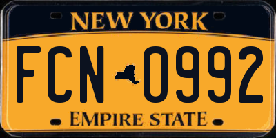 NY license plate FCN0992