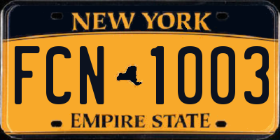 NY license plate FCN1003
