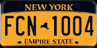 NY license plate FCN1004