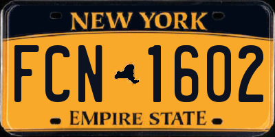NY license plate FCN1602