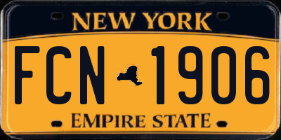 NY license plate FCN1906