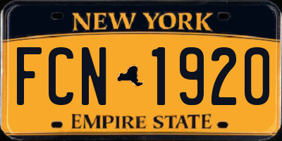 NY license plate FCN1920