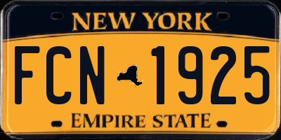 NY license plate FCN1925