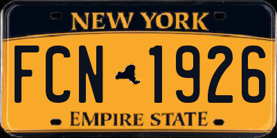 NY license plate FCN1926