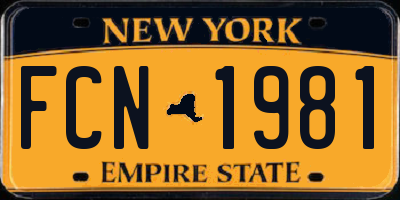 NY license plate FCN1981