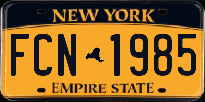 NY license plate FCN1985