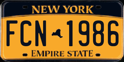 NY license plate FCN1986