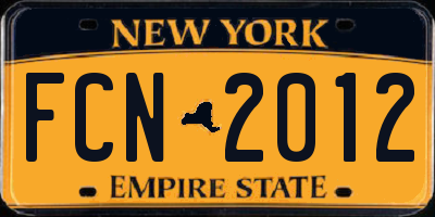 NY license plate FCN2012