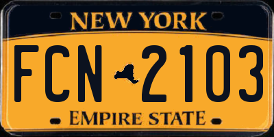 NY license plate FCN2103