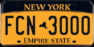 NY license plate FCN3000