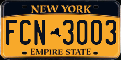 NY license plate FCN3003