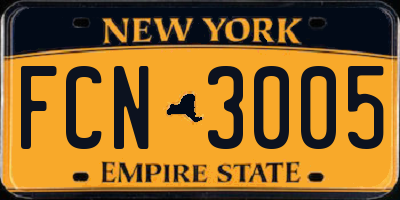 NY license plate FCN3005