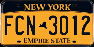 NY license plate FCN3012