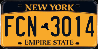 NY license plate FCN3014