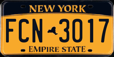 NY license plate FCN3017