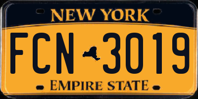 NY license plate FCN3019