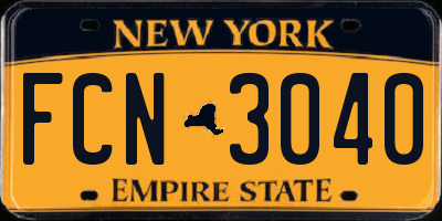 NY license plate FCN3040
