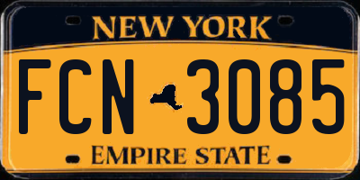 NY license plate FCN3085