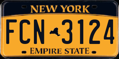 NY license plate FCN3124