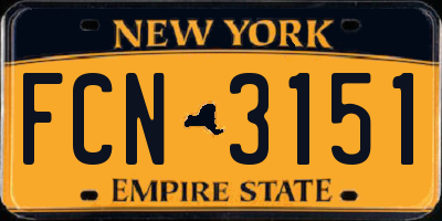 NY license plate FCN3151