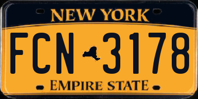 NY license plate FCN3178