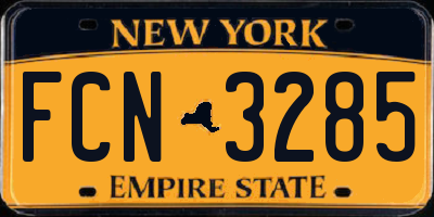 NY license plate FCN3285