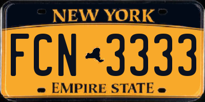 NY license plate FCN3333