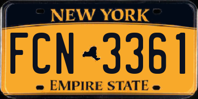 NY license plate FCN3361